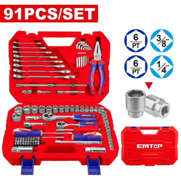 Maletín - Herramientas - 91 Piezas - EHTS00911 - EMTOP